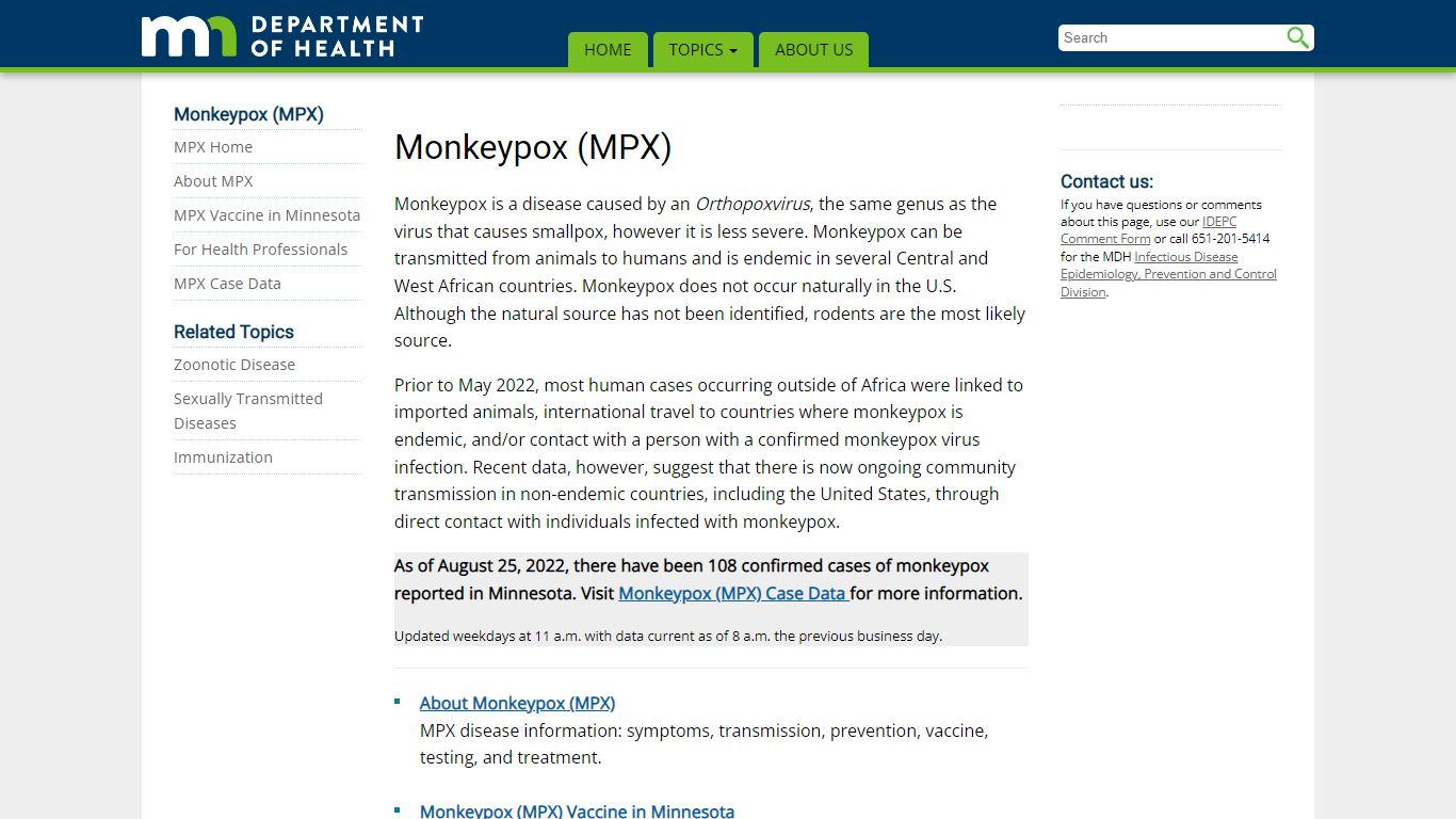 Monkeypox (MPX) - Minnesota Dept. of Health